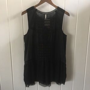 Free People Black Sleeveless Peplum Blouse